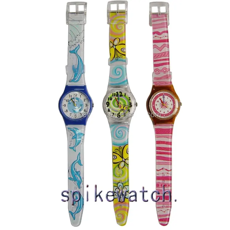 Cinturino di stampa Silk-scrren il tuo orologio regalo di design orologio in plastica di moda