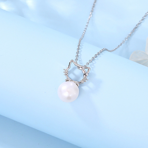 売れ筋925スターリングシルバーハローキティ淡水パールシンプルかわいい女の子おしゃれアクセサリーヴィンテージサプライズギフト