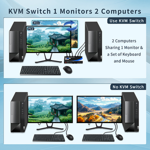 DP KVM交换机2端口8K60HZ 2k144HZ 4k120HZ 2合1至USB切换器2台计算机共享1个监视器3个usb设备 - Product Image 4