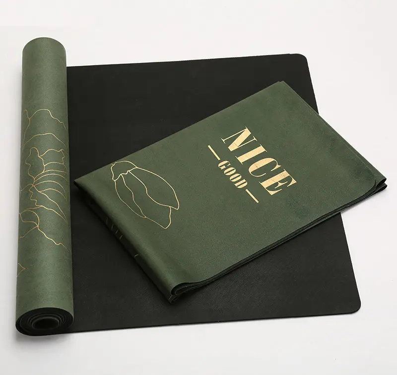 New Product Golden Printing Suede表面とNatural Rubber Foldable Travel Yoga Mat Organic