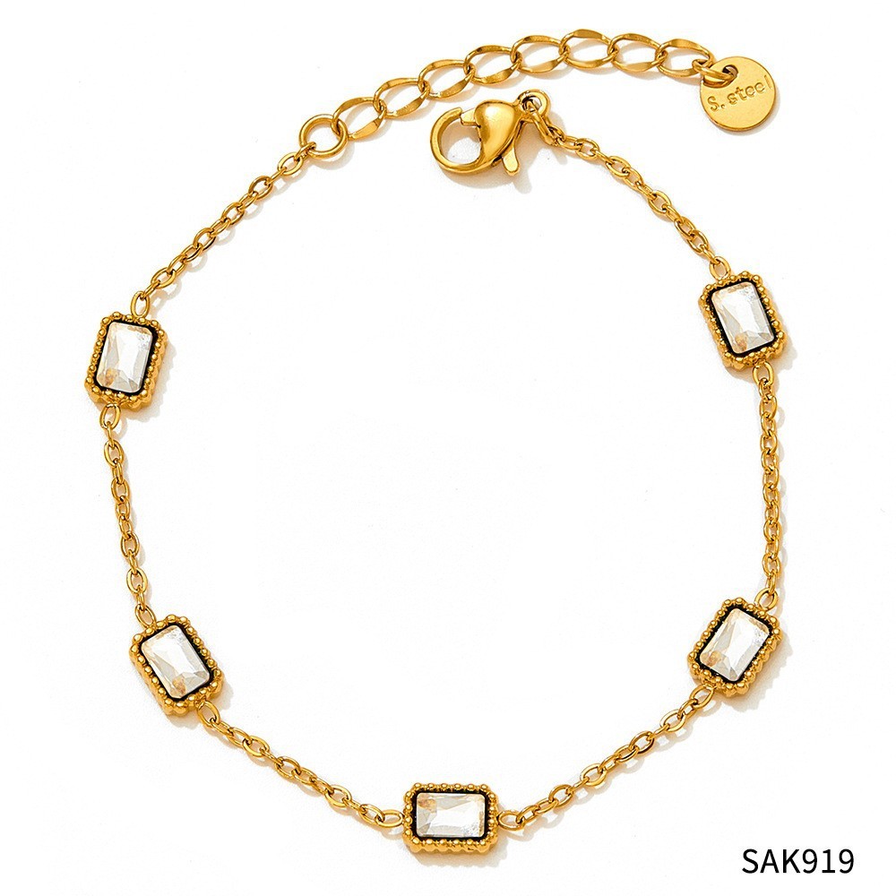 White zirconium gold bracelet b919