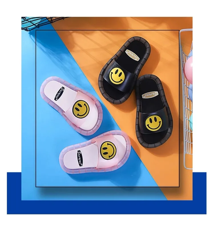 Children's Luminous Slippers Soft PVC Shoes Smile Pattern Non-slip Footwear Kids Slippers for Girls