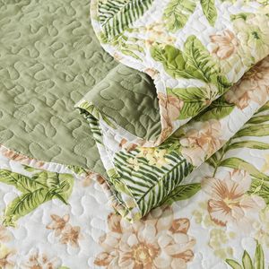 Bán Buôn Màu Xanh Lá Cây Lá Và Hoa Đảo Ngược Mềm Nhẹ Khăn Trải Giường Trải Giường Cho Tất Cả Các Mùa - Product Image 4