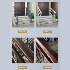 2/3/4/5ウッドセメントコンクリートステップハンドレール屋外錬鉄製手すりフロントポーチ階段用高齢者用 - Product Image 5
