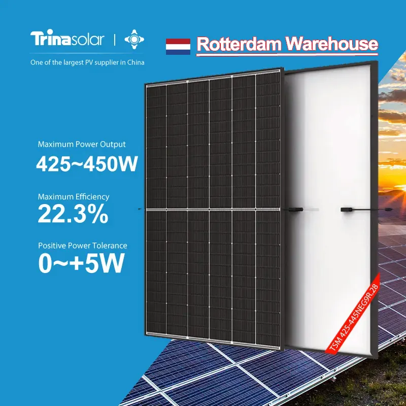 Trina Vertex S + 425w 430w 435w 440w 445 W en iyi fiyat çift cam Pv modülleri siyah güneş panelleri ev