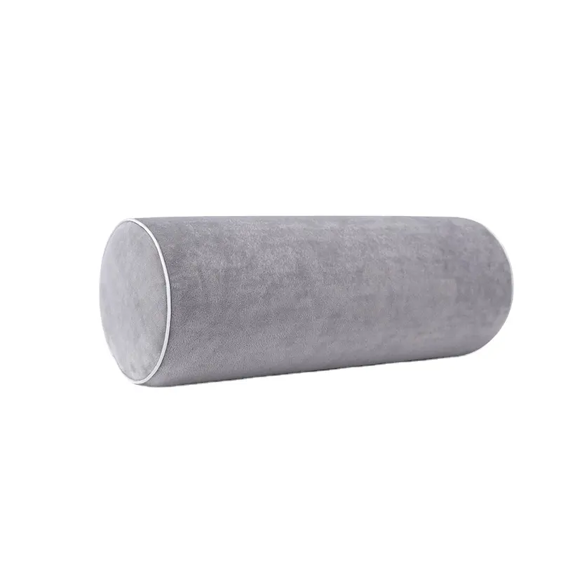 Almohada cilíndrica de terciopelo para la cintura, almohada para piernas, memoria para la salud cervical, almohada redonda multifuncional de terciopelo de cristal de algodón