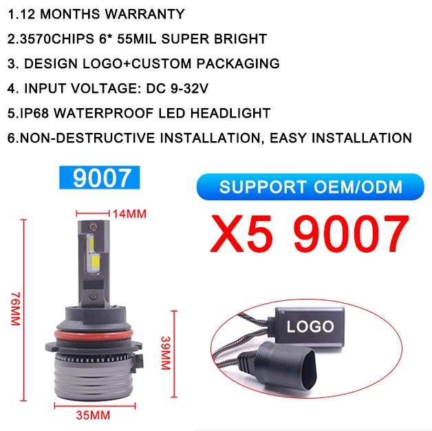 9007/HB5 6000K