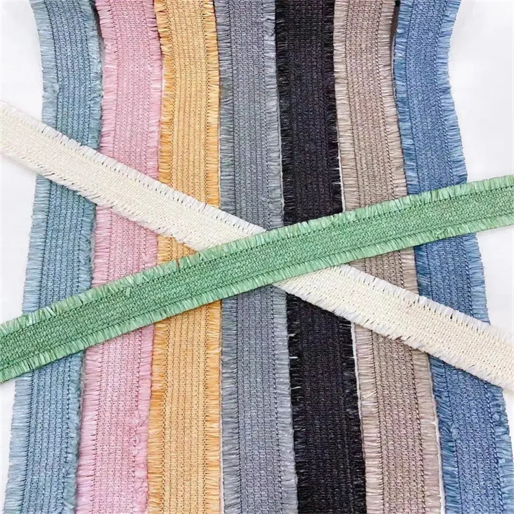 Peregangan warna-warni tepi tidak teratur elastis anyaman pita kerut pita elastis untuk anak-anak diy ikat kepala busur aksesoris