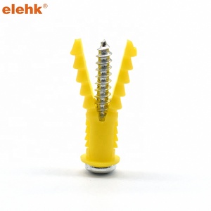 Elehk 3/16 "x 1" 8-10 Amarelo Plástico Com nervuras Drywall Âncora De Plástico Pan Cabeça Com nervuras Anchor Kit #6-8x7/8 "Com Lip Ribbed - Product Image 2