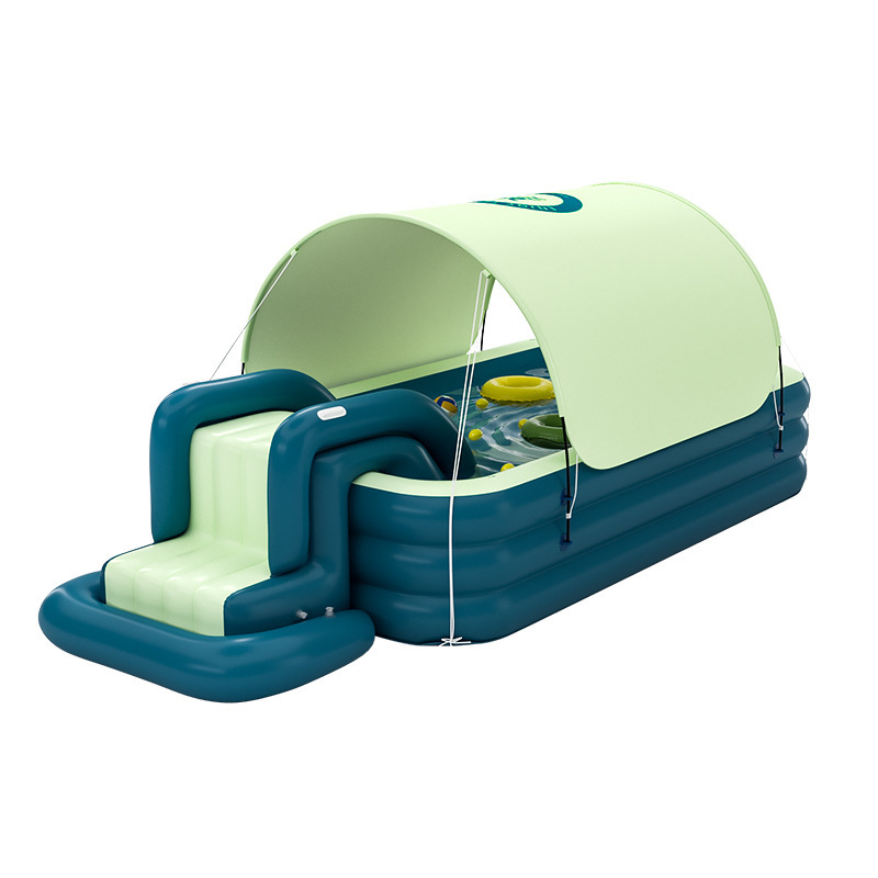 Auvent pare-soleil vert de 21 m avec toboggan et chargement sans fil