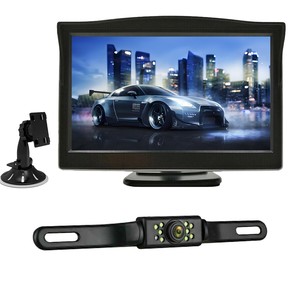 IPoster 5'' TFT-<strong>LCD</strong> <strong>Display</strong> Car Rear View Backup Camera Waterproof Night Vision 9LED License Plate Camera for Car,SUV - Product Image 1