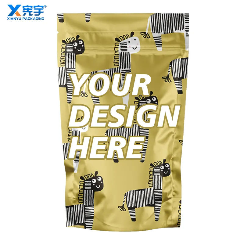 Customized logo 3.5g aluminum foil anti odor polyester film bag food candy biscuit vertical zipper lock sealed packaging bag