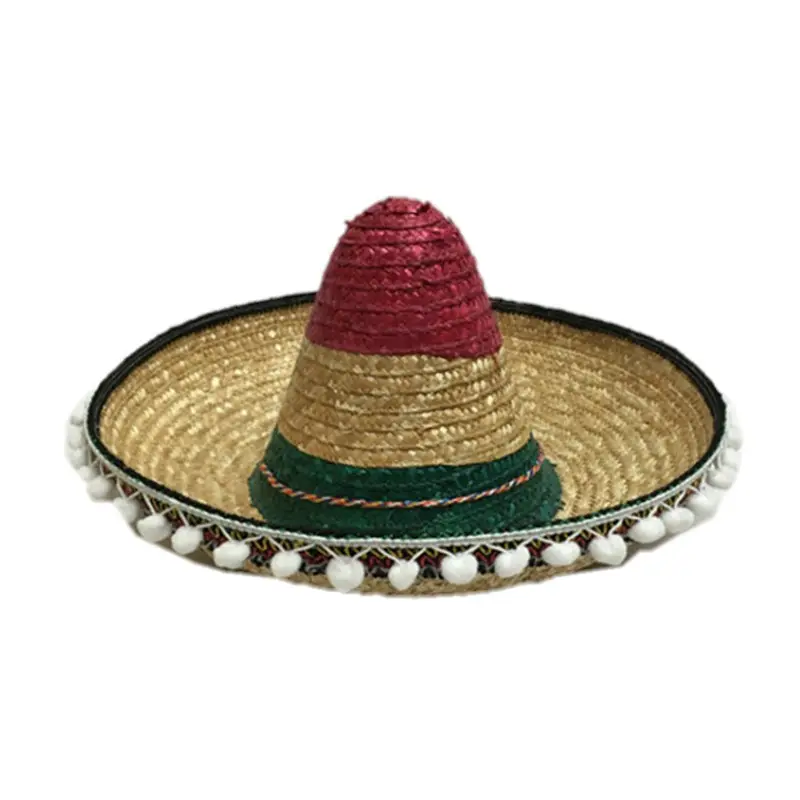 Mini Sombrero de disfraz de MTC-004 para adulto, decoración de muñecas grandes, productos festivos, Sombrero de paja pequeño con pompón pequeño