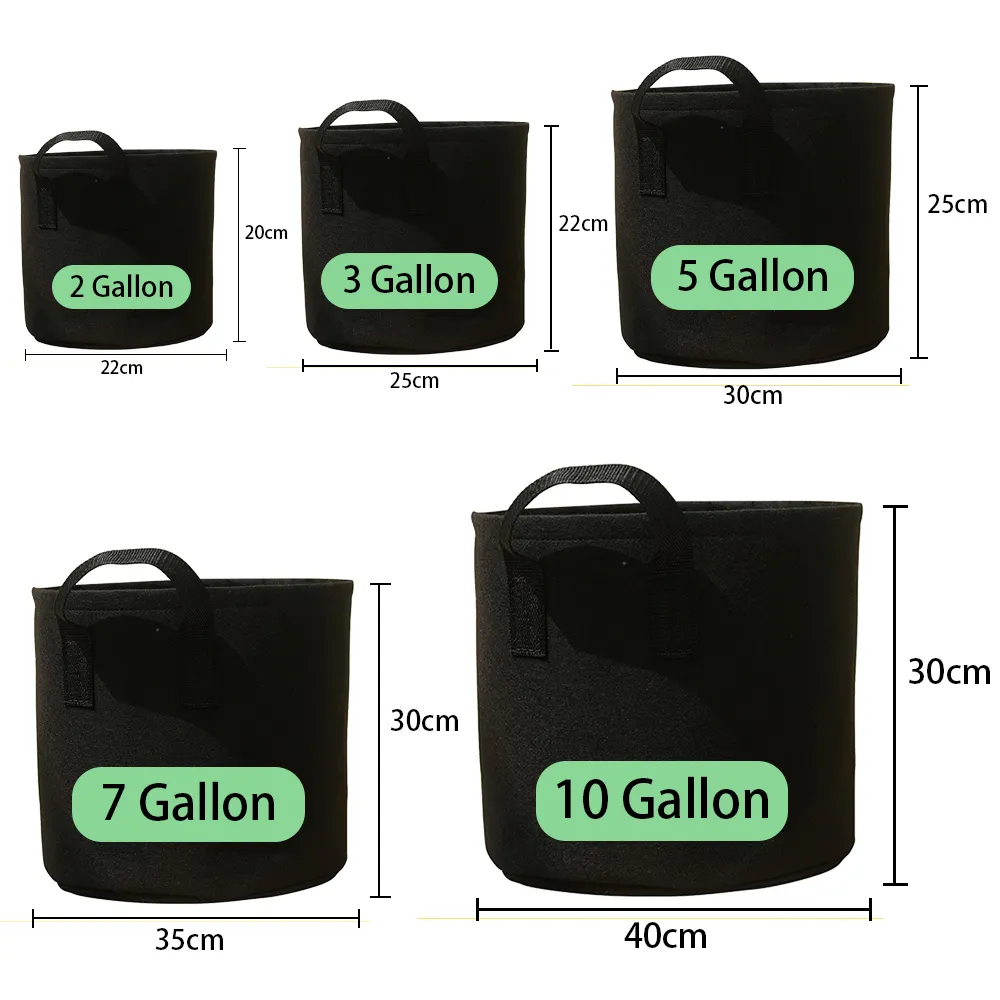 Tuinieren Non-woven Zaaien Kwekerij Planter Bag Stof Potten Vilt Tree Aardbei Aardappel Paddestoel Coconut Plant Groeien Zakken