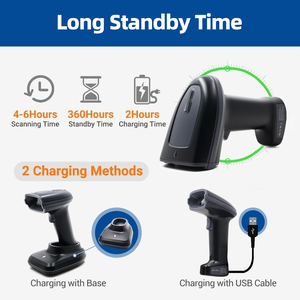 Bluetooth QR Barcode <strong>Scanner</strong> 2000mAh Wireless 1D 2D <strong>Bar</strong> <strong>Code</strong> <strong>Scanner</strong> <strong>with</strong> Charging Stand for Store POS Computer iPhone <strong>Android</strong> - Product Image 6