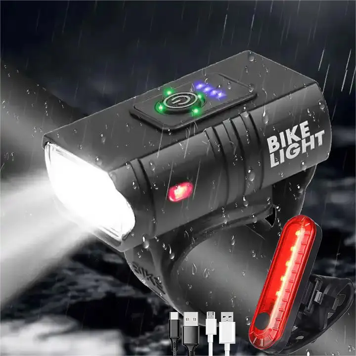AT attrezzature per l'equitazione all'aperto personalizzate USB ricaricabile luce per bici Led impermeabile illuminazione per l'equitazione notturna Set di luci per biciclette