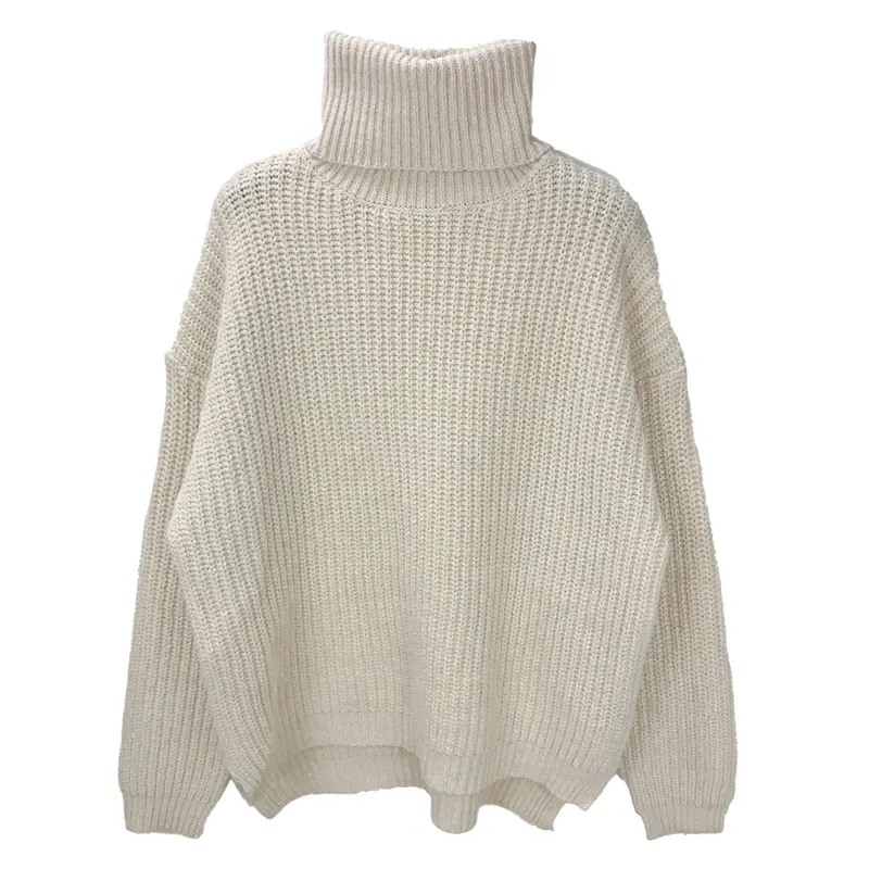 Womens turtleneck long sleeve chunky nit pullover sweater custom sweater pullover long sleeves pullovers sweaters turtle neck