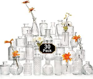 Nordic Style Glass Bud <strong>Vases</strong> - Set of 30 Small Clear <strong>Vases</strong> for Rustic Wedding Decorations and Home Table Centerpieces