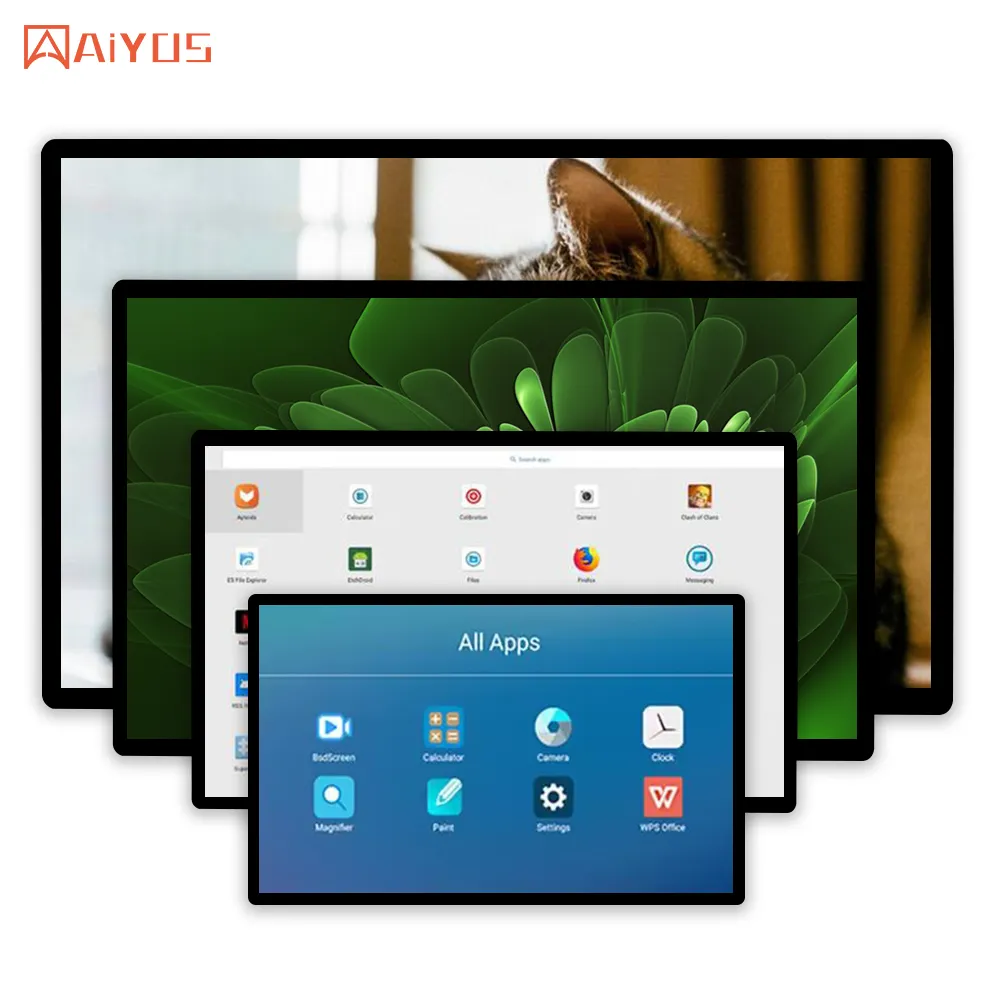 Aiyos 15 15.620インチ壁掛けタブレットパネル232GHD産業用Android11オールインワン容量性タッチスクリーンLCDタブレットPC