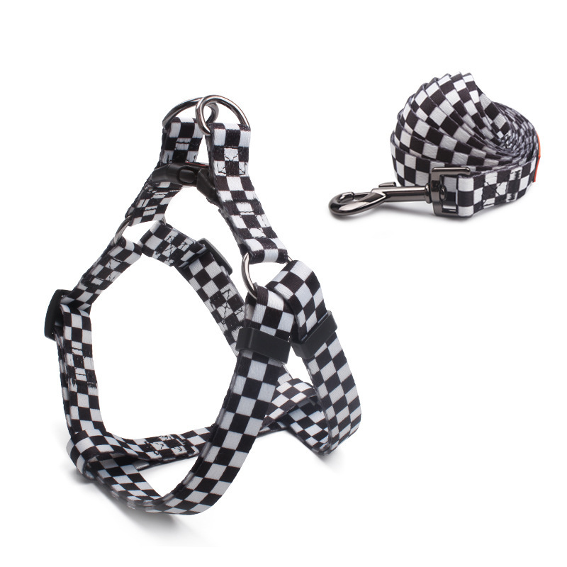 Motif à carreaux noir et blanc (corde de traction poitrine et dos)