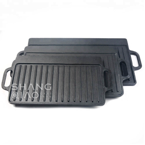 Pre-seasoned Rectangular Grill Griddle Set for Kitchen <strong>Baking</strong> Projects Cast Iron Griddle - Product Image 2