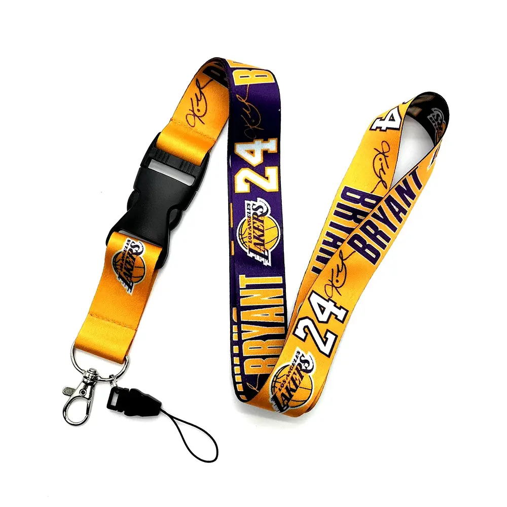 Lanière de cou avec impression par sublimation, transfert thermique par transfert à chaud, 10 pièces, bracelet de basket-ball, équipe de sport superstar, kobe, bryant