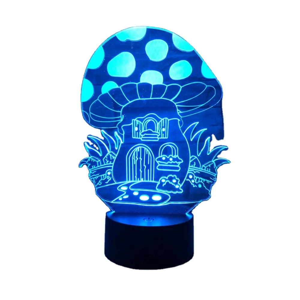 Mushroom shape led night lamp 3D visualization color changing light
