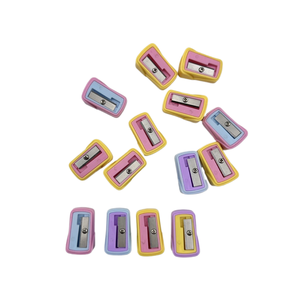 Okula geri ucuz ve basit macaroon renk twp delikler çocuklar için promosyon plastik mekanik kalemtıraş hediye - Product Image 4