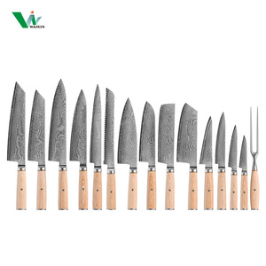 Nhật bản đầu bếp kiritsuke Santoku Deba gọt Dao Bộ 14cr lõi s35vn bột 67 lớp Damascus thép gỗ xử lý dao nhà bếp - Product Image 2