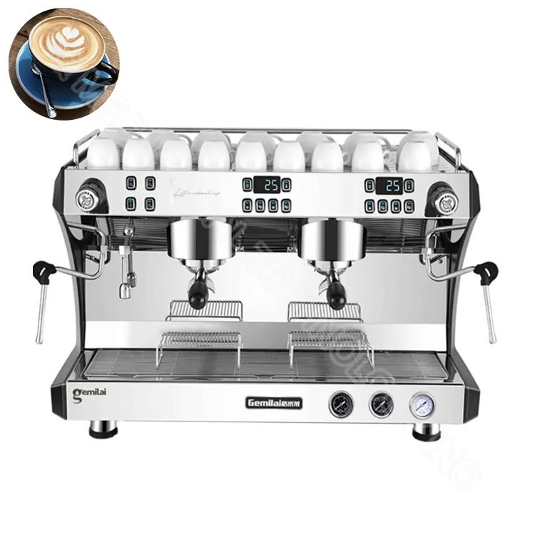 Mesin Industri 2 kelompok, kepala ganda komersial mesin semi-otomatis Italia harga kopi espresso