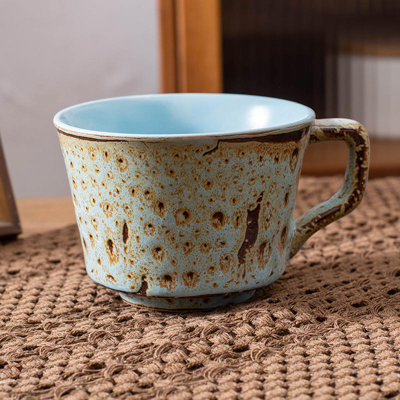Tasse cuite au four à motif léopard bleu foncé, 400 ml