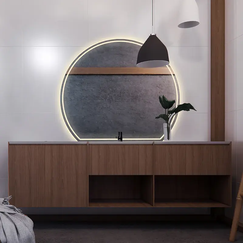Living Room Furniture Half Round Oversized Mirror Wall Design Touch Control Large Decoration Mirrors With Led For Salon