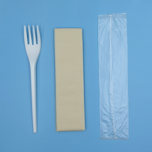 包装质量白色瓶子和塑料套装定制蓝色杯子重型木质餐具叉勺一次性机器制造商 - Product Image 3