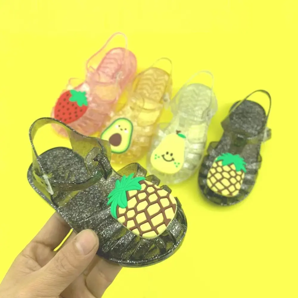 Newest Models Kids Fruit Cartoon PVC Soft Soles Sandal Peep Closed Toe Jelly Shoes For Girls