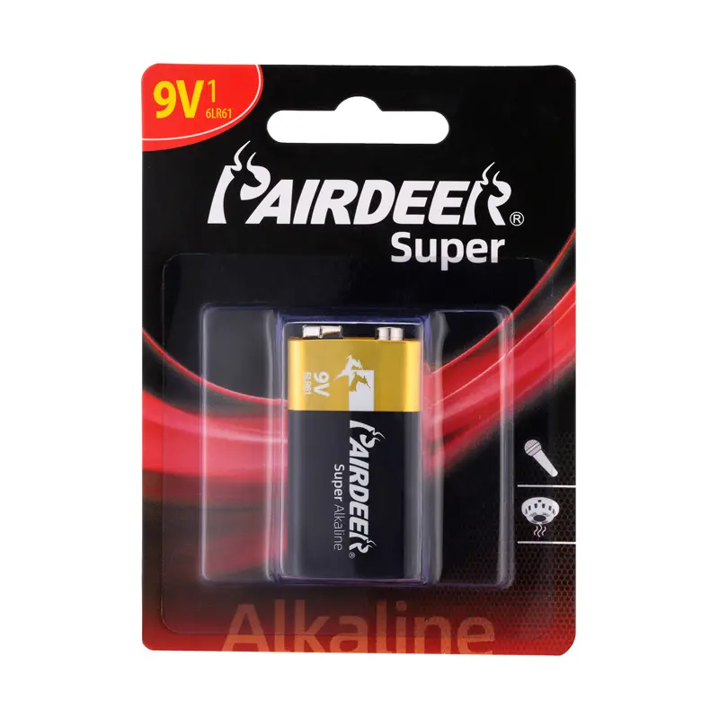 Migliore Pairdeer 500mAh 9 V 6LR61 Super Alkaline cina secco heavy duty 9 volt della batteria