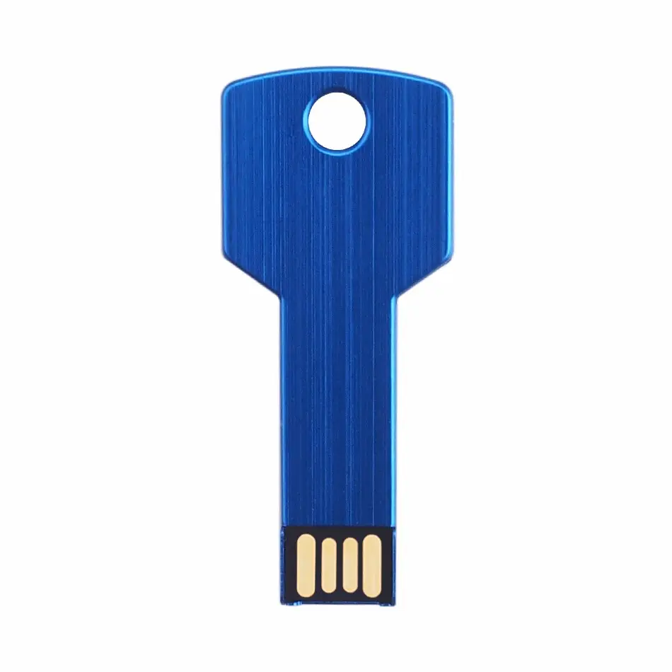 Memoria USB 2,0 de alta velocidad con forma de llave de metal, pen drive de 8GB, 16GB, 32GB con logotipo de grabado láser personalizado, regalo promocional