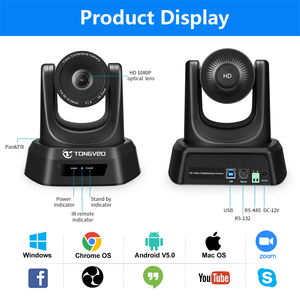 1080P60FPS广角PTZ摄像机3X光学变焦USB3.0视频会议摄像机 (提供无线WIFI版本) - Product Image 5
