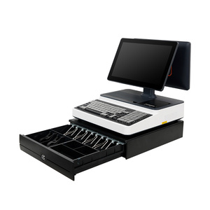 PSJ1000 15,6 "двойной экран Windows Pos машина все в одном для супермаркета с клавиатурой и выдвижным ящиком - Product Image 1
