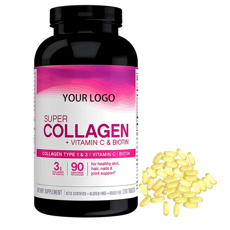 Pillole Multi collagene (tipi I, II, III, V & X) capsule di peptidi di collagene