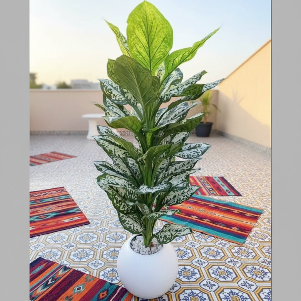 Vert persistant avec feuilles blanches sans assiette