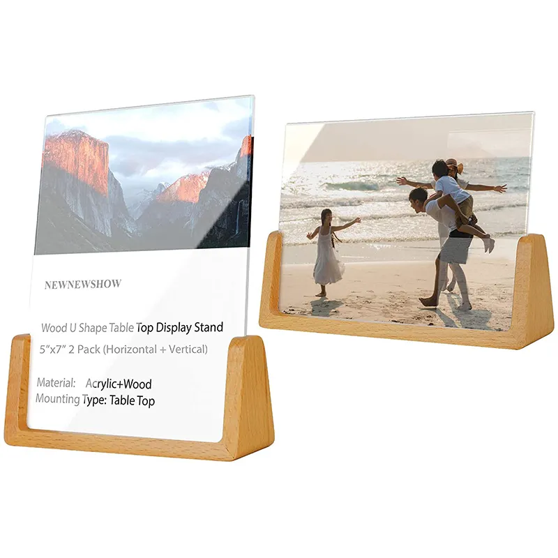 Soporte de tarjeta de menú de madera acrílica A4A5A6, soporte de mesa para tarjetas, postales, foto, imagen