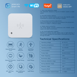 ZigBee <strong>Wifi</strong> MmWave Human Presence <strong>Motion</strong> <strong>Sensor</strong> <strong>With</strong> Luminance/Distance Detection 5/110/220V Tuya Smart Life Home Automation - Product Image 5