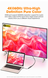 Tipo USB C maschio a HDMI femmina adattatore (4K @ 60Hz), in alluminio intrecciato tipo-C USB-C cavo HDMI per HDTV proiettore per Computer dispositivo proiettore - Product Image 6