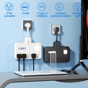 美国标准发光二极管插座<span class=keywords><strong>USB</strong></span> <span class=keywords><strong>Type</strong></span>-C电气插座转换插头跨境源制造商产品英国兼容性