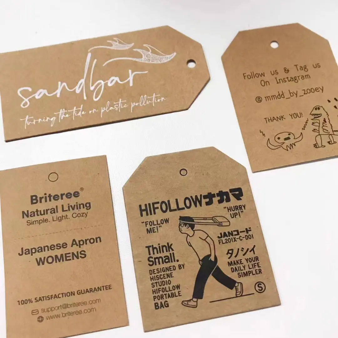 Personalizado Impresso Marca Logo Garment Swing Tag Papel especial Papel de arte Hot Stamping Clothing Hang Tags