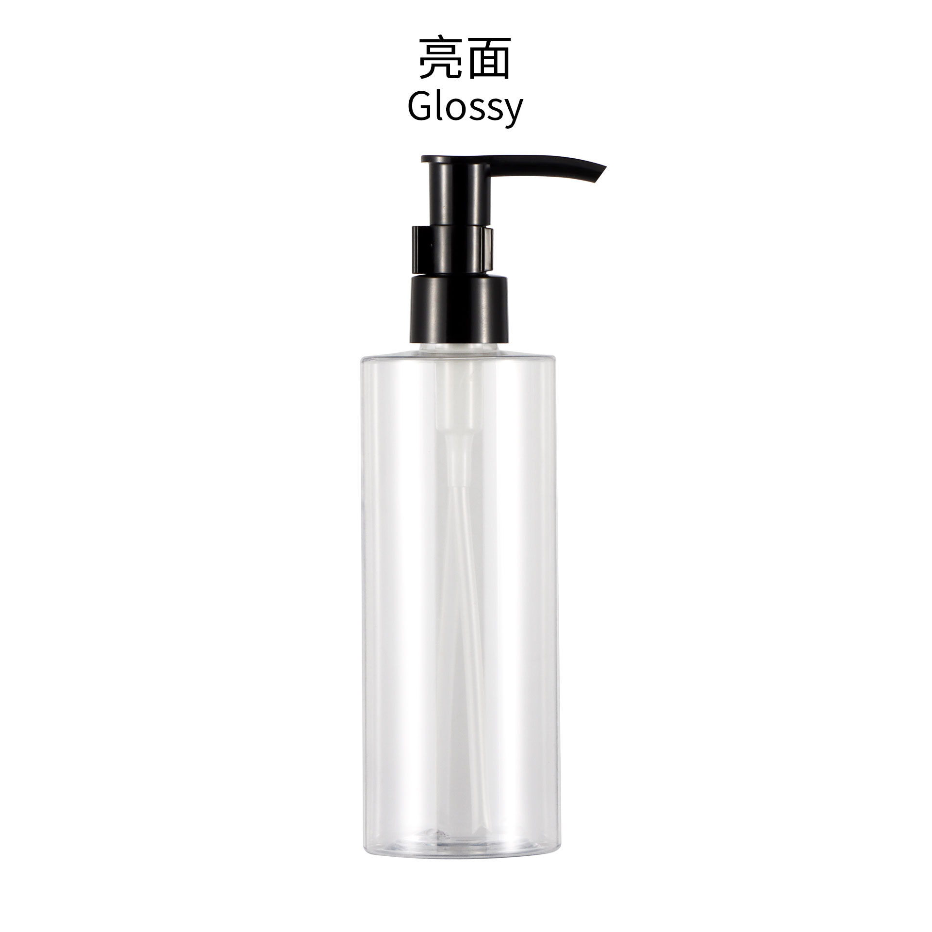 Bouteille transparente Une pompe noire