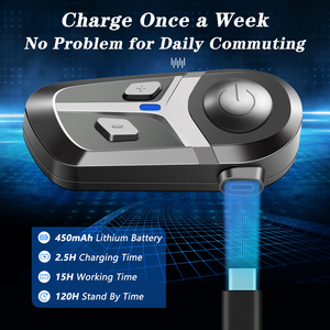 Intercomunicador Bluetooth para Motocicleta, Auriculares de Comunicación con Llamadas Manos Libres, Walkie Talkie - Product Image 4