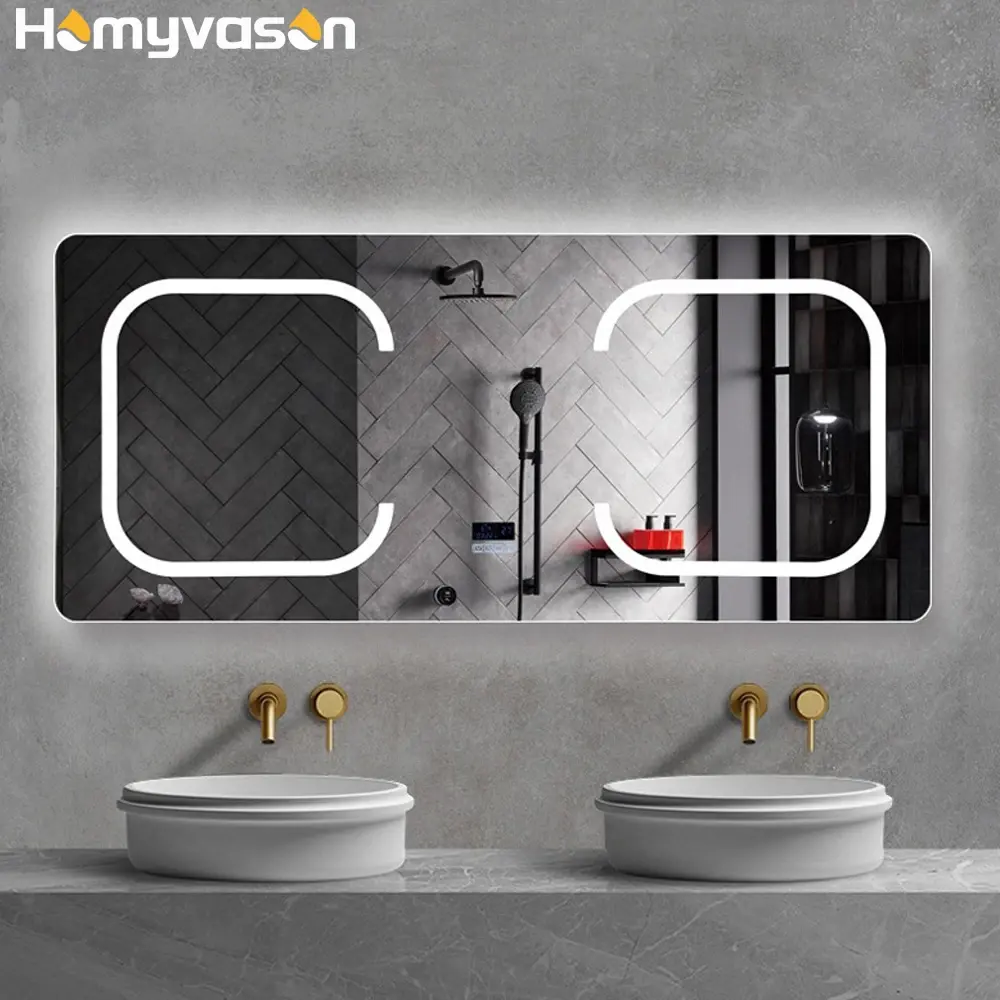 مرآة حمام كبيرة بإضاءة ليد للتجميل وتعمل بالبلوتوث مع إضاءة ليد