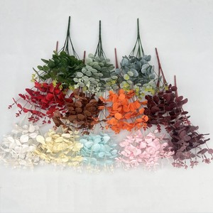 16 Forks Artificial Eucalyptus Stem Tree <strong>Branch</strong> Artificial Money Leaves Different Color Eucalyptus Leaves <strong>Bundle</strong> for Decor