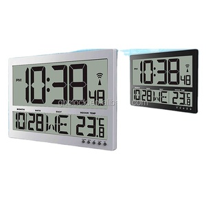 Orologio da parete digitale LCD a grande schermo orologio a temperatura con orologio radiocomandato - Product Image 4